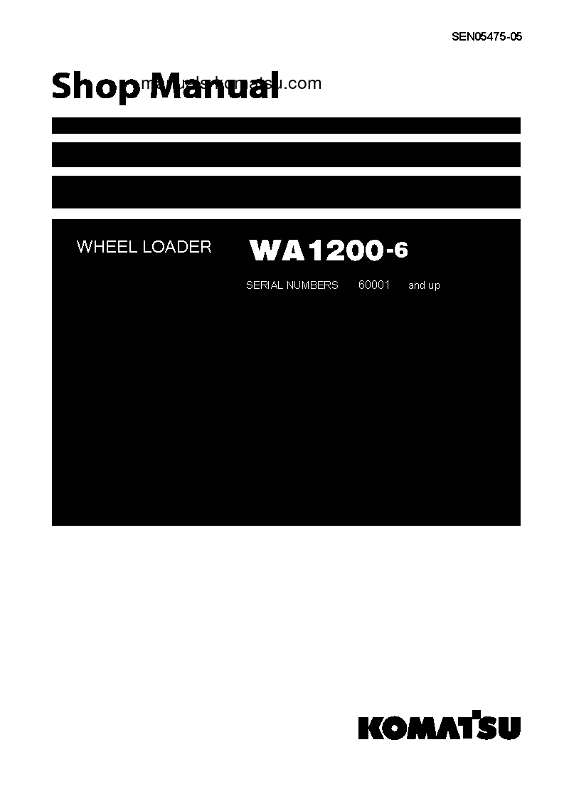 WA1200-6(JPN) S/N 60001-UP Shop (repair) manual (English)