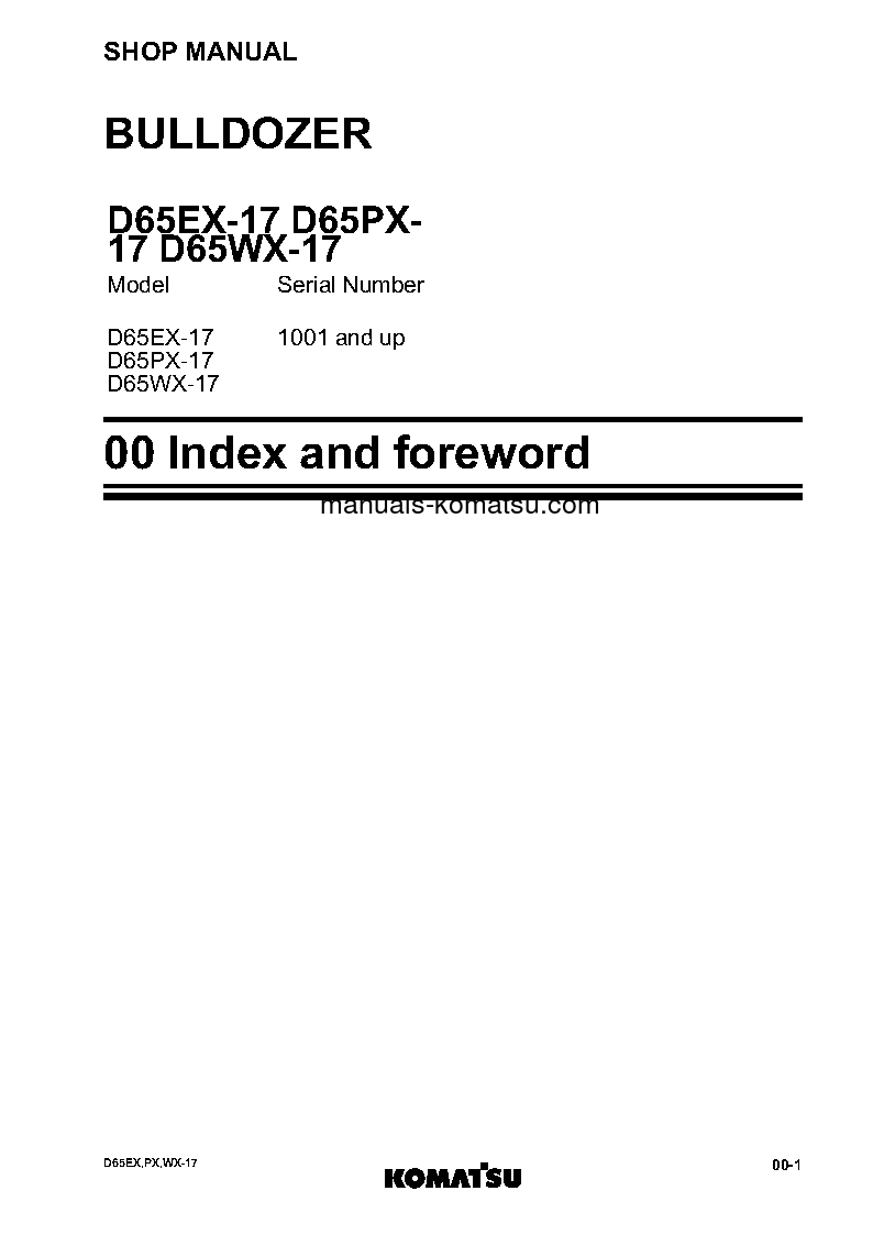 Protected: D65PX-17(JPN) S/N 1001-UP Shop (repair) manual (English)