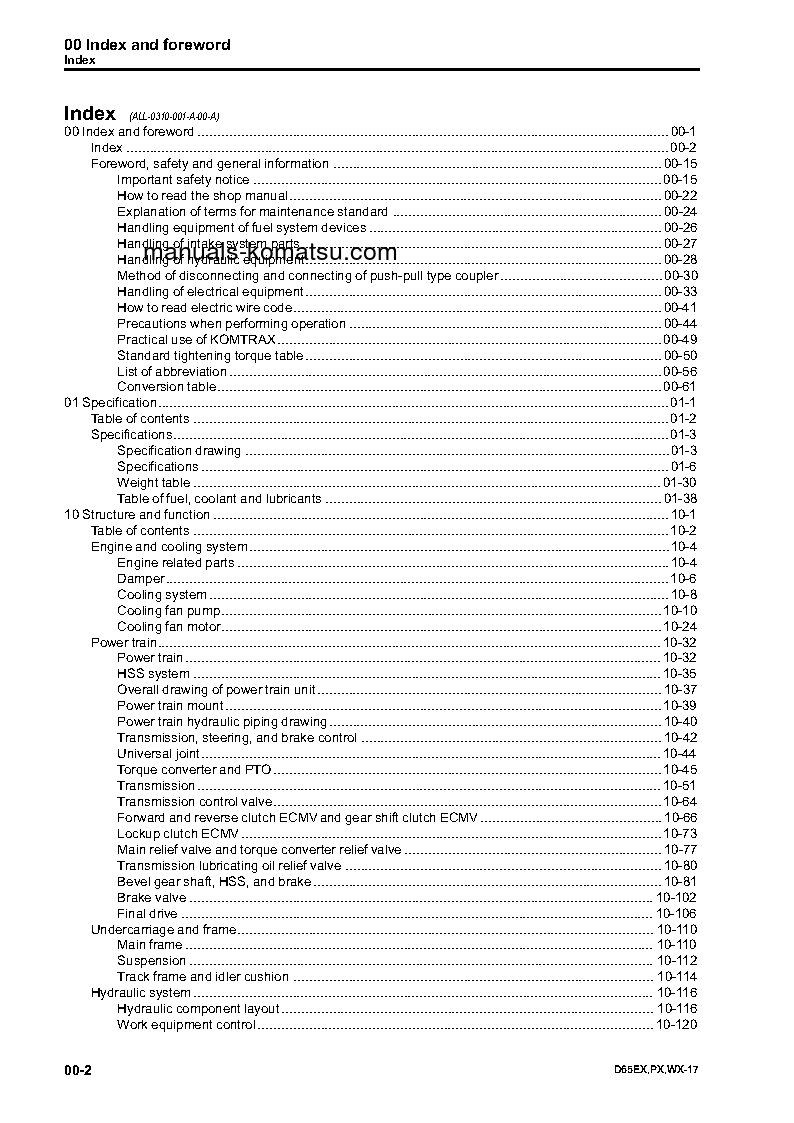 Protected: D65PX-17(JPN) S/N 1001-UP Shop (repair) manual (English)