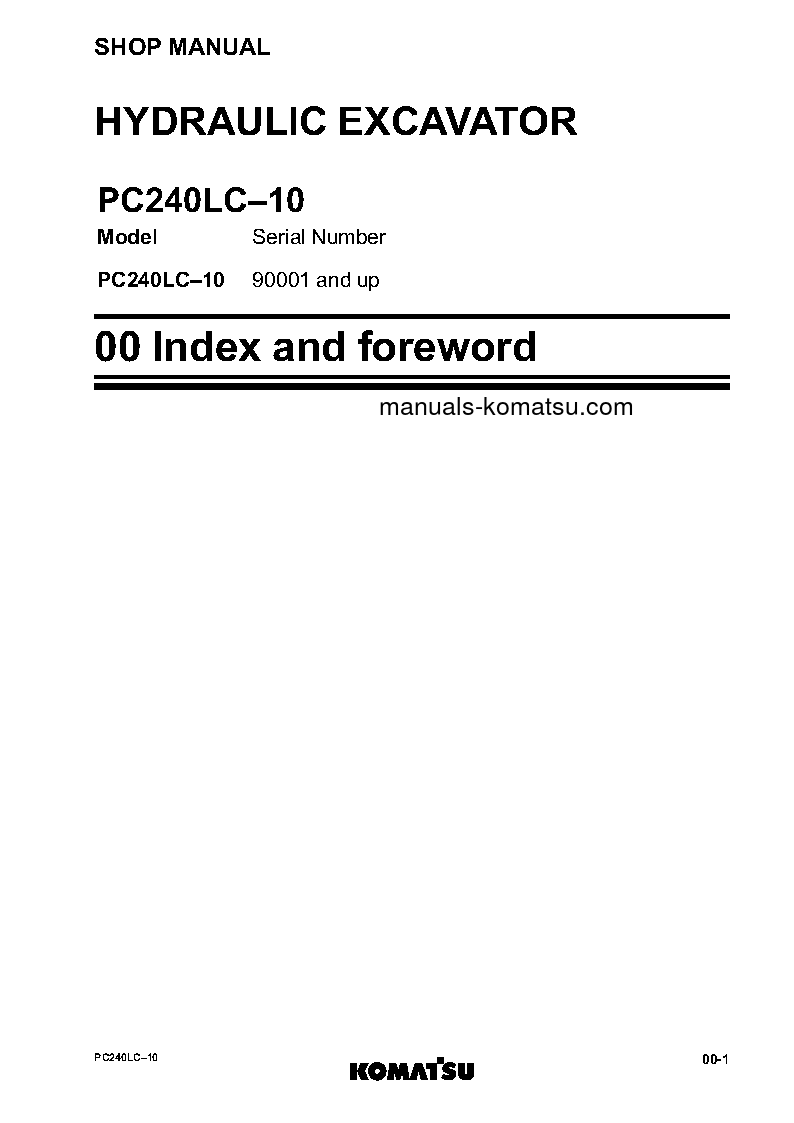 Protected: PC240LC-10(JPN) S/N 90001-UP Shop (repair) manual (English)