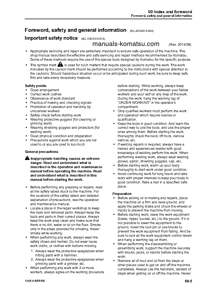 Protected: 6D125E-6(JPN) S/N ALL Shop (repair) manual (English)