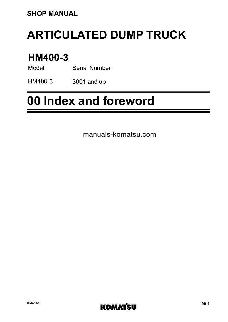 Protected: HM400-3(JPN) S/N 3001-UP Shop (repair) manual (English)