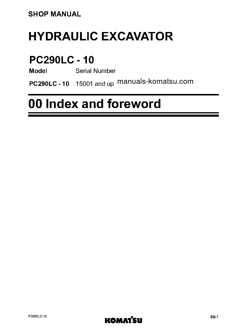 Protected: PC290LC-10(JPN) S/N 15001-UP Shop (repair) manual (English)