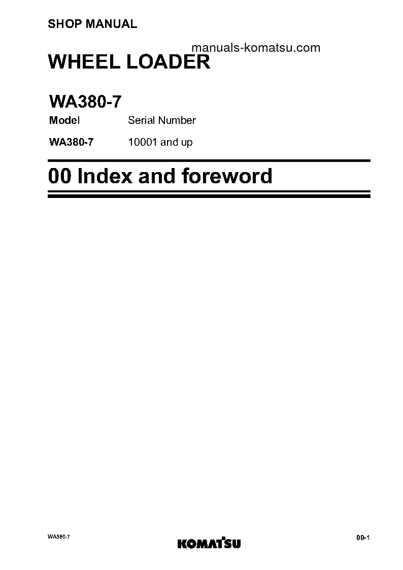 Protected: WA380-7(JPN) S/N 10001-UP Shop (repair) manual (English)