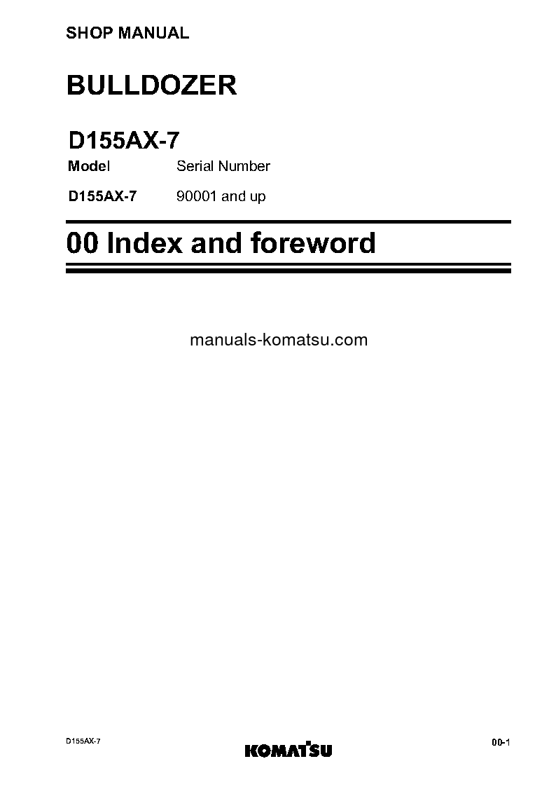 Protected: D155AX-7(JPN) S/N 90001-UP Shop (repair) manual (English)