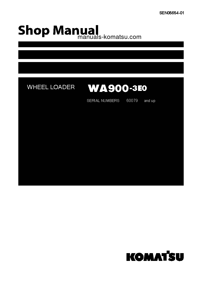 WA900-3(JPN)-E0, FOR KAL S/N 60079-UP Shop (repair) manual (English)