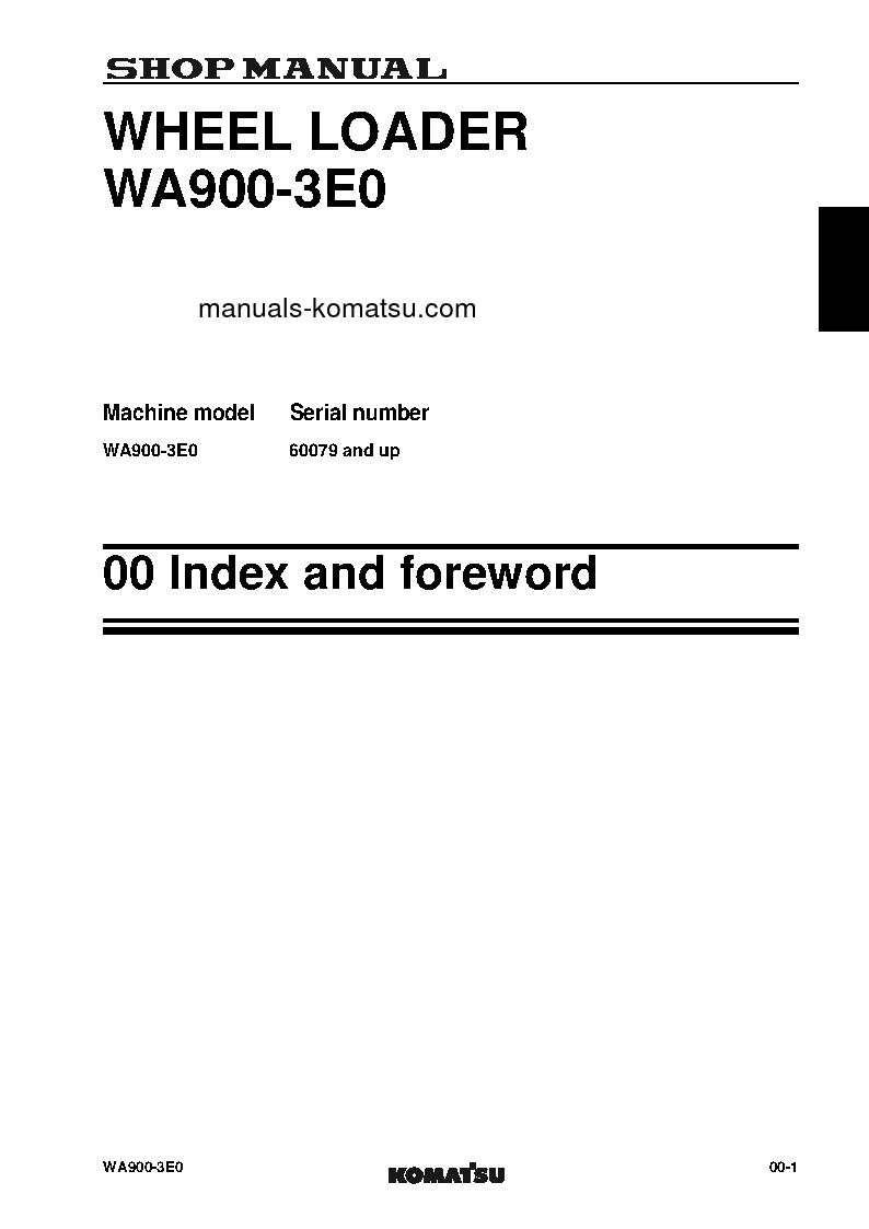 Protected: WA900-3(JPN)-E0, FOR KAL S/N 60079-UP Shop (repair) manual (English)