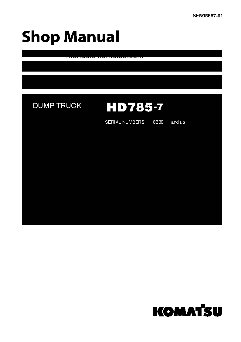 HD785-7(JPN)-FOR KAL S/N 8600-UP Shop (repair) manual (English)
