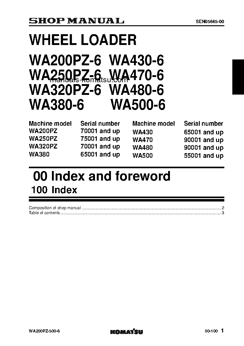 Protected: WA470-6(JPN)-FOR KAL S/N 90001-UP Shop (repair) manual (English)