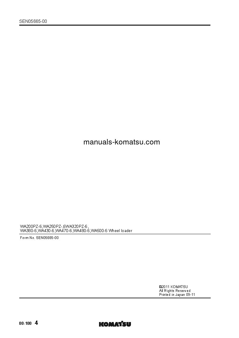 Protected: WA470-6(JPN)-FOR KAL S/N 90001-UP Shop (repair) manual (English)