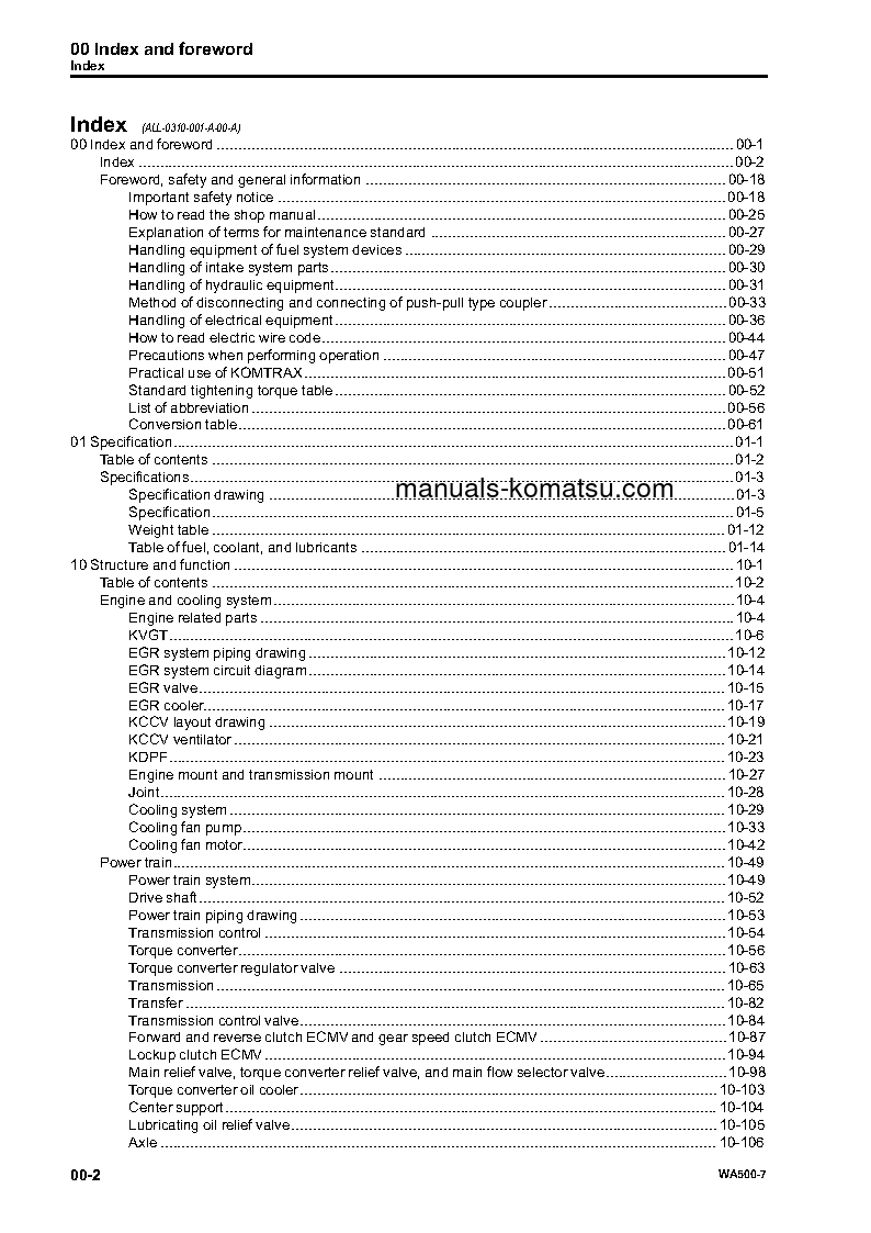 Protected: WA500-7(JPN) S/N 10001-UP Shop (repair) manual (English)