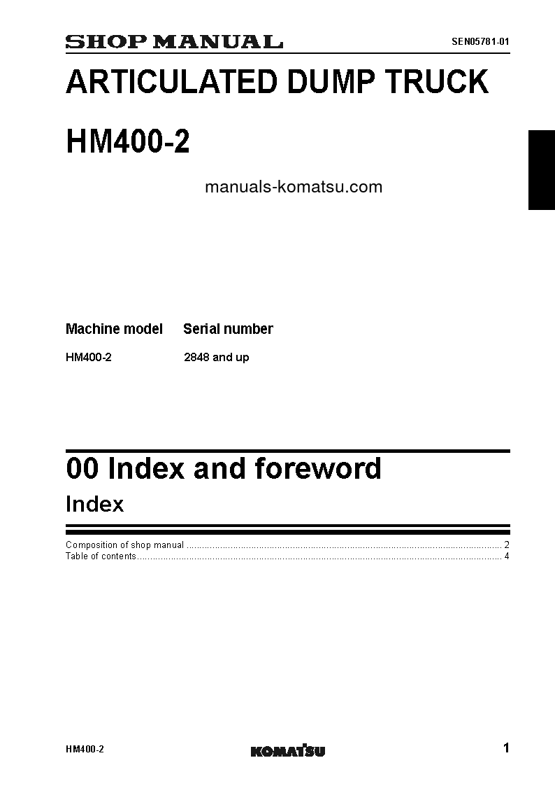 Protected: HM400-2(JPN)-FOR KAL S/N 2848-UP Shop (repair) manual (English)