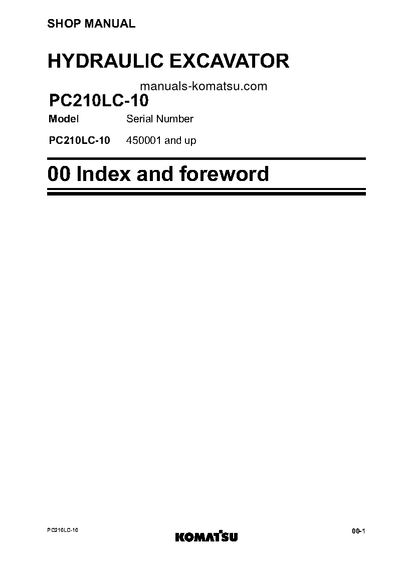 Protected: PC210LC-10(JPN) S/N 450001-UP Shop (repair) manual (English)