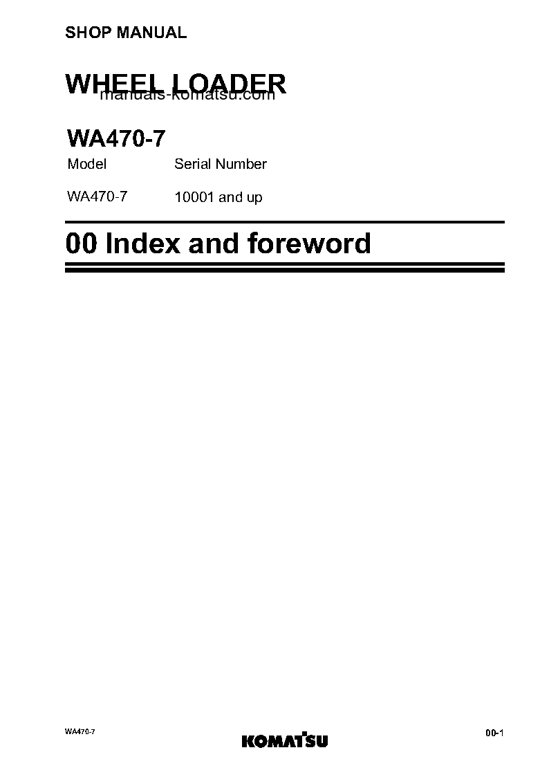 Protected: WA470-7(JPN) S/N 10001-UP Shop (repair) manual (English)