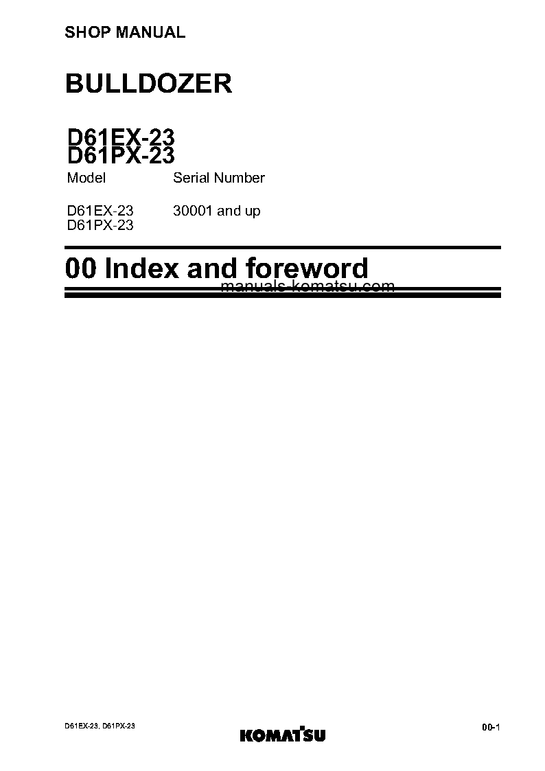 Protected: D61EX-23(JPN) S/N 30001-UP Shop (repair) manual (English)