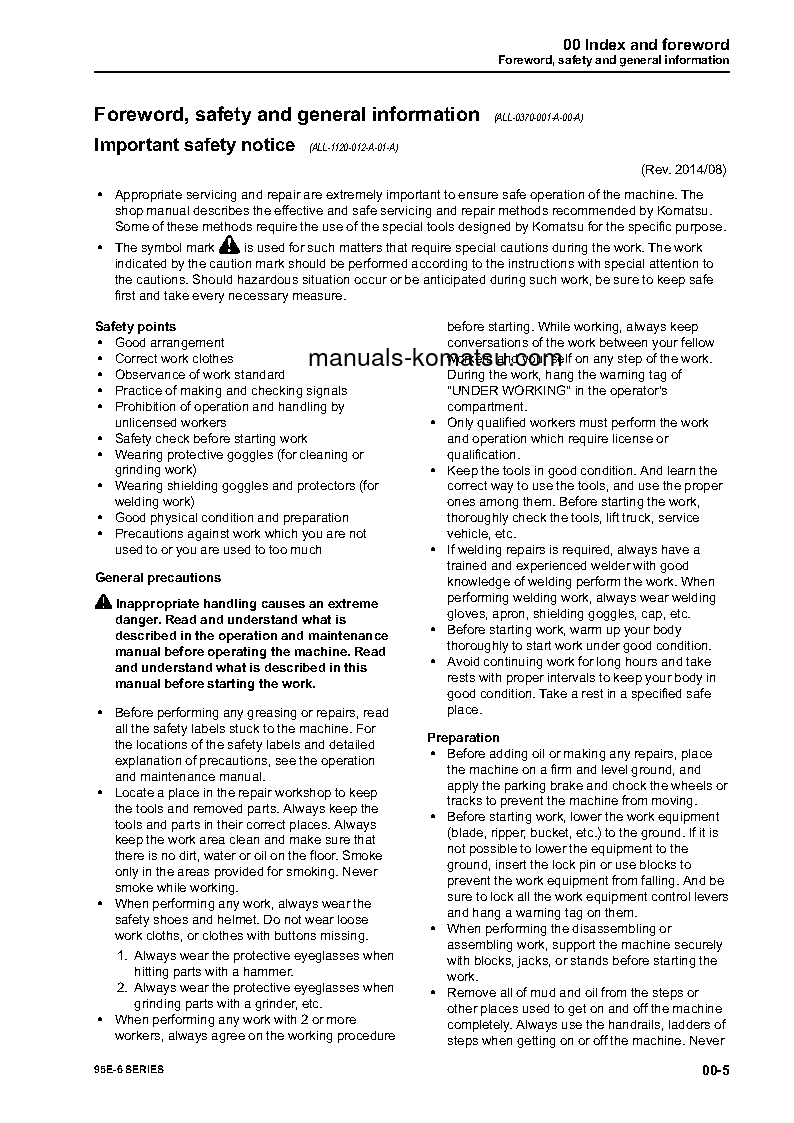 Protected: SAA4D95LE-6(JPN) S/N ALL Shop (repair) manual (English)