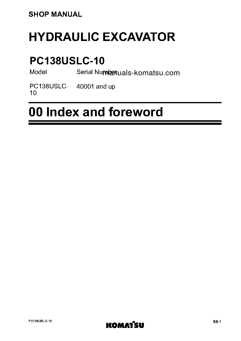 Protected: PC138USLC-10(JPN) S/N 40001-UP Shop (repair) manual (English)