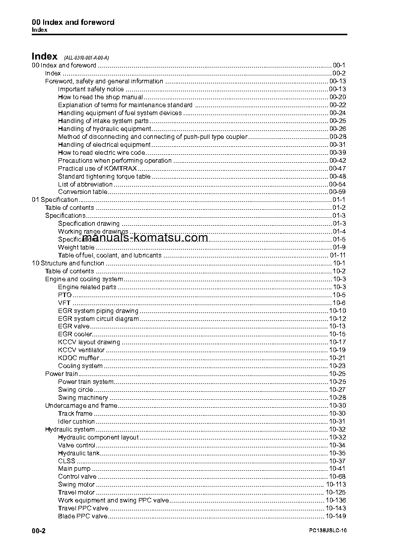Protected: PC138USLC-10(JPN) S/N 40001-UP Shop (repair) manual (English)