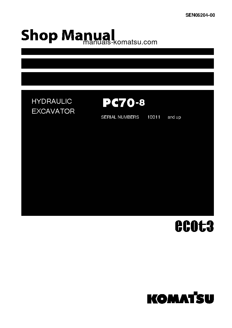 PC70-8(JPN) S/N 10011-UP Shop (repair) manual (English)