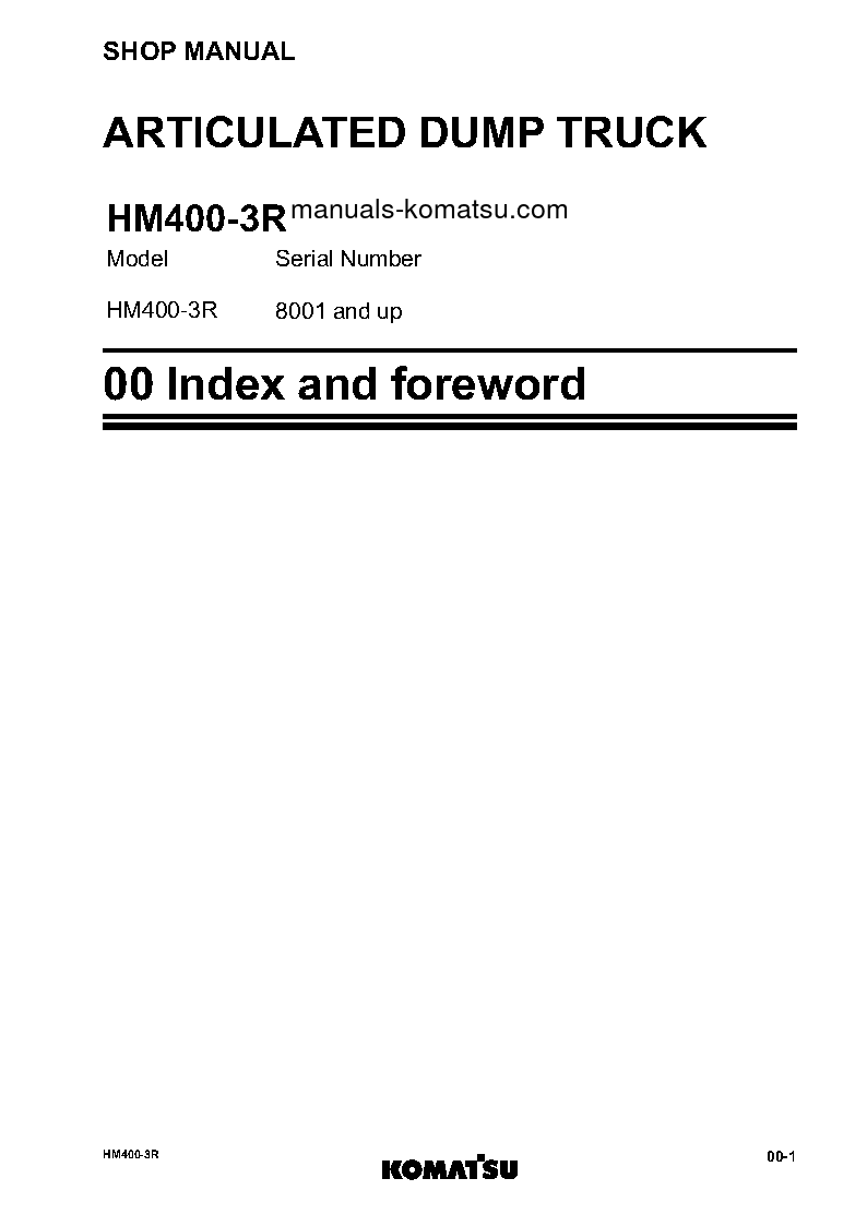 Protected: HM400-3(JPN)-R S/N 8001-UP Shop (repair) manual (English)