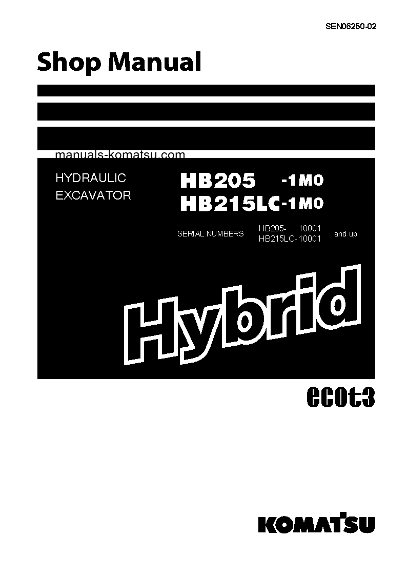HB215LC-1(JPN)-M0 S/N 10001-UP Shop (repair) manual (English)
