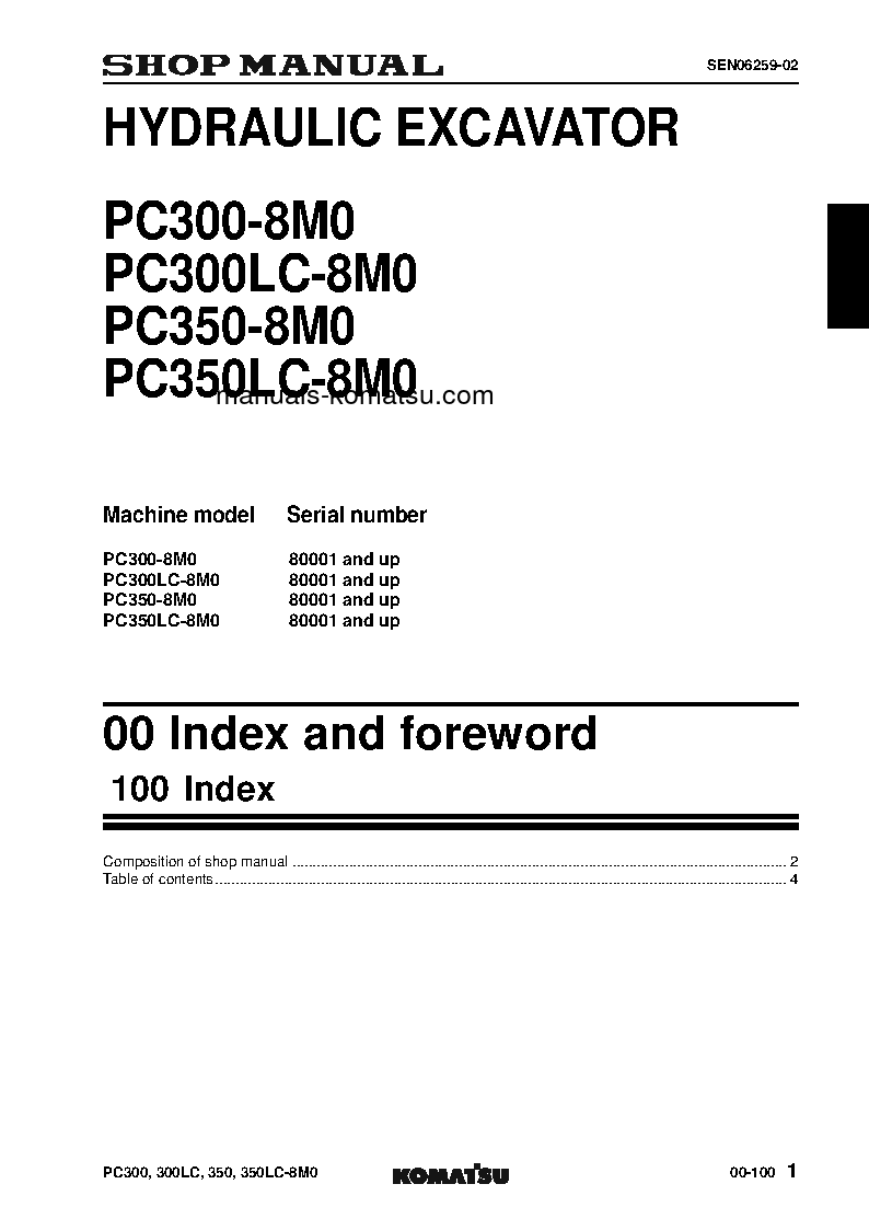 Protected: PC350LC-8(JPN)-M0 S/N 80001-UP Shop (repair) manual (English)
