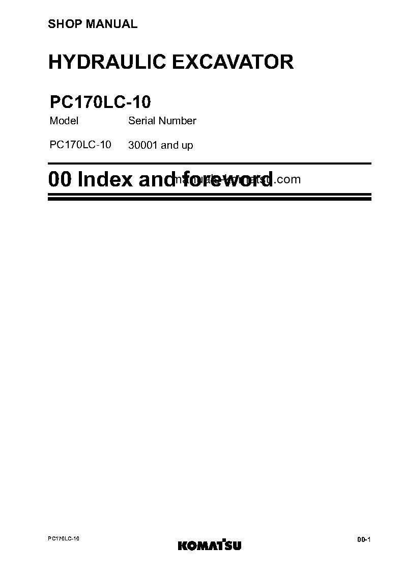 Protected: PC170LC-10(JPN) S/N 30001-UP Shop (repair) manual (English)