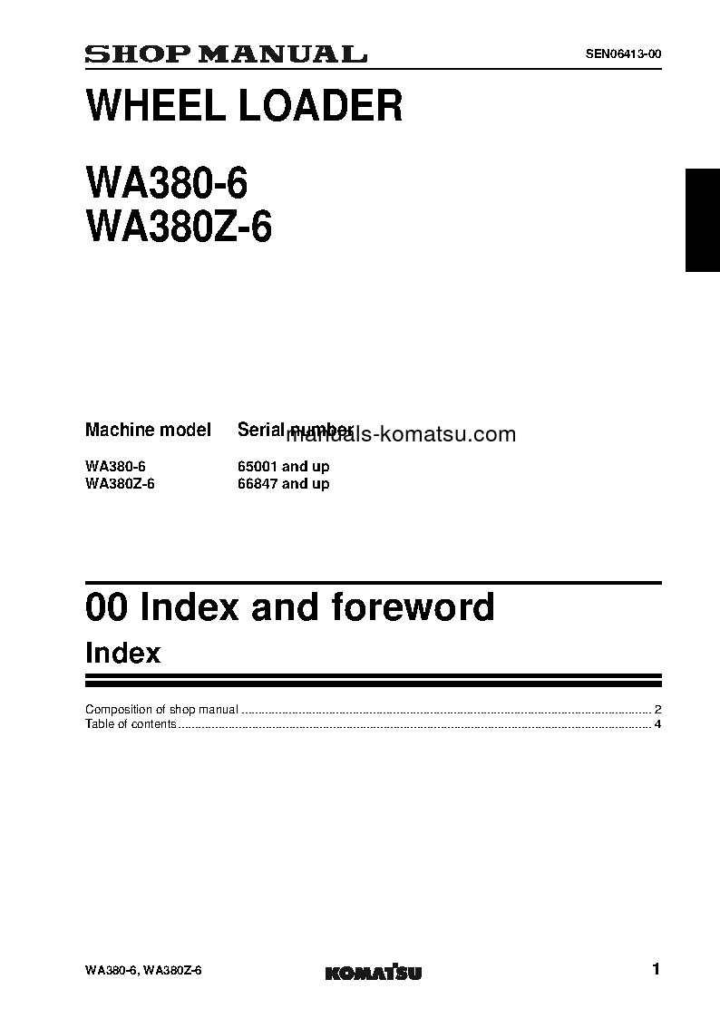 Protected: WA380-6(JPN) S/N 65001-UP Shop (repair) manual (English)