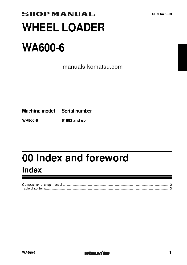Protected: WA600-6(JPN)-FOR KAL S/N 61052-UP Shop (repair) manual (English)