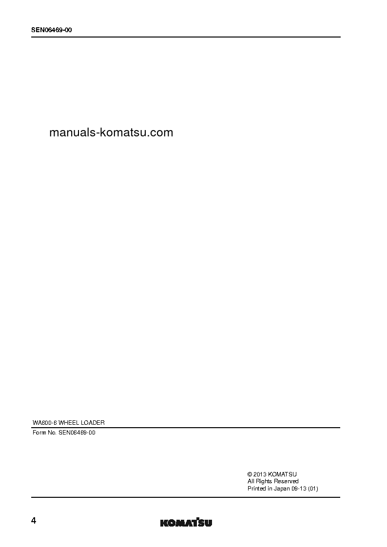 Protected: WA600-6(JPN)-FOR KAL S/N 61052-UP Shop (repair) manual (English)