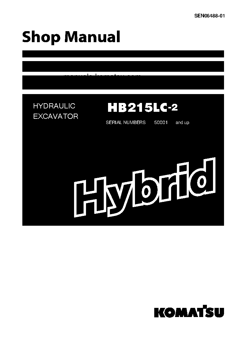 HB215LC-2(JPN) S/N 50001-UP Shop (repair) manual (English)