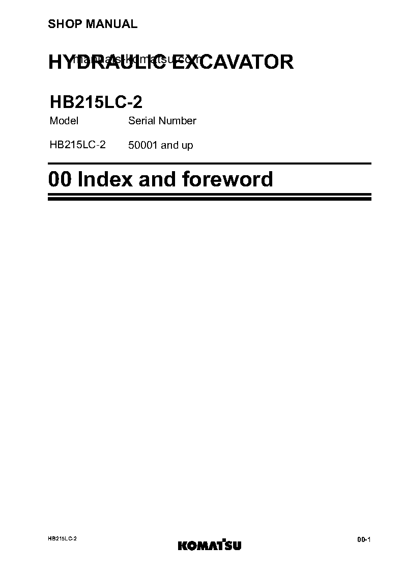 Protected: HB215LC-2(JPN) S/N 50001-UP Shop (repair) manual (English)