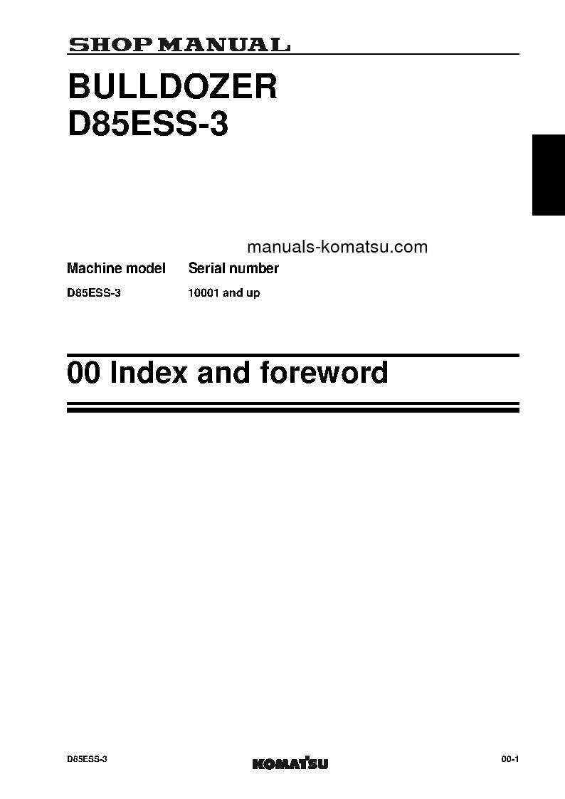 Protected: D85ESS-3(JPN) S/N 10001-UP Shop (repair) manual (English)