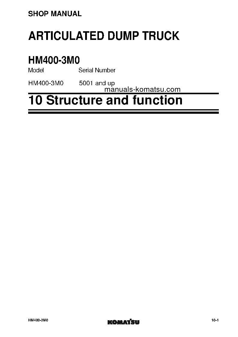 Protected: HM400-3(JPN)-M0, FOR KAL S/N 5001-UP Shop (repair) manual (English)