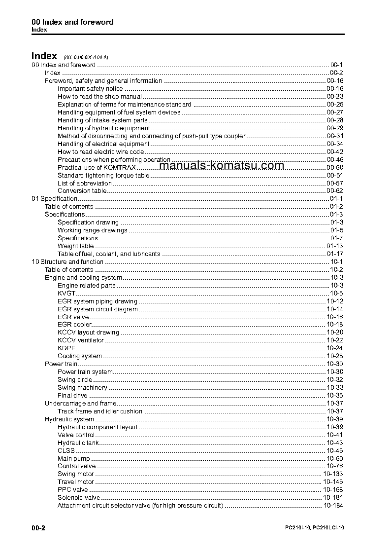 Protected: PC210LCI-10(JPN) S/N 451080-UP Shop (repair) manual (English)