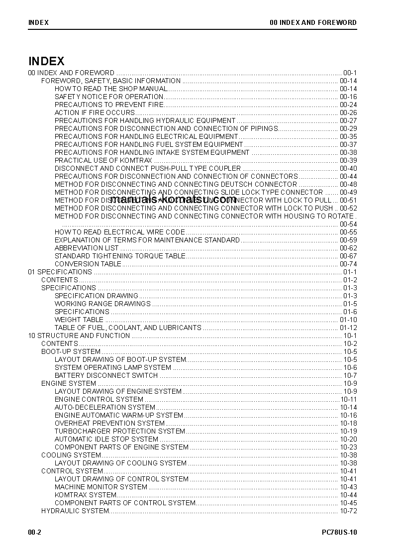 Protected: PC78US-10(JPN) S/N 30001-UP Shop (repair) manual (English)