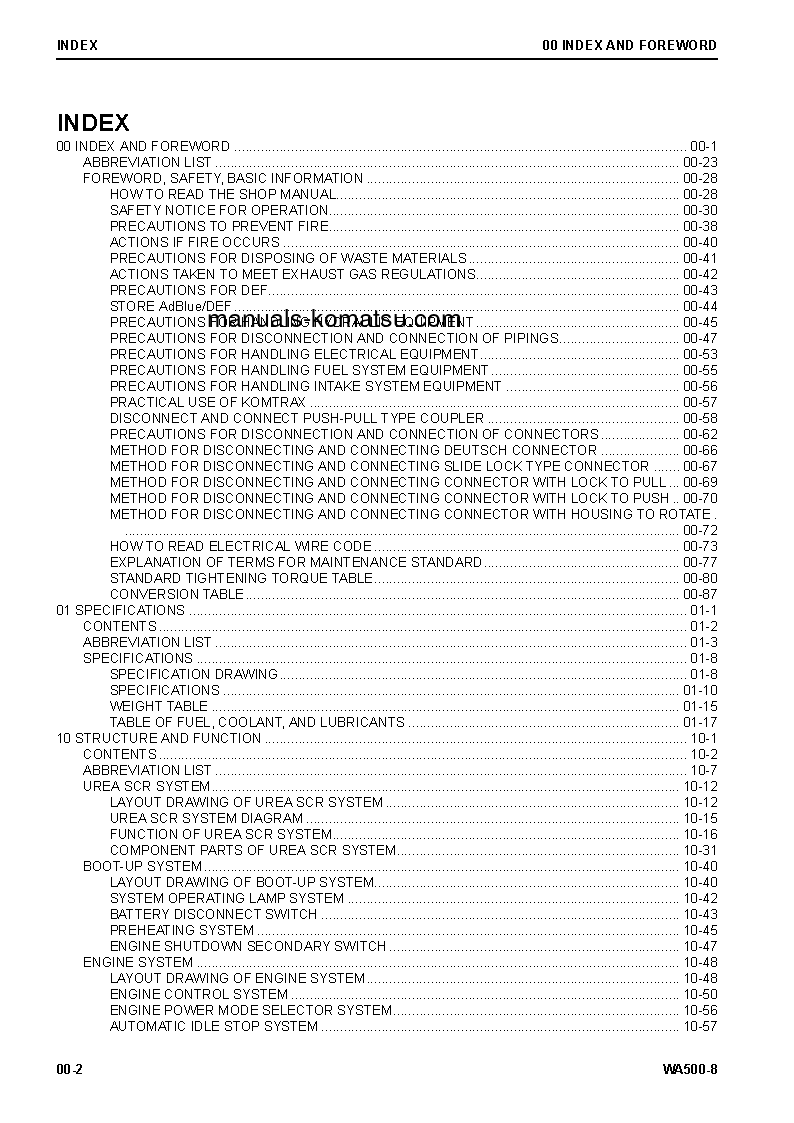 Protected: WA500-8(JPN) S/N 90001-UP Shop (repair) manual (English)