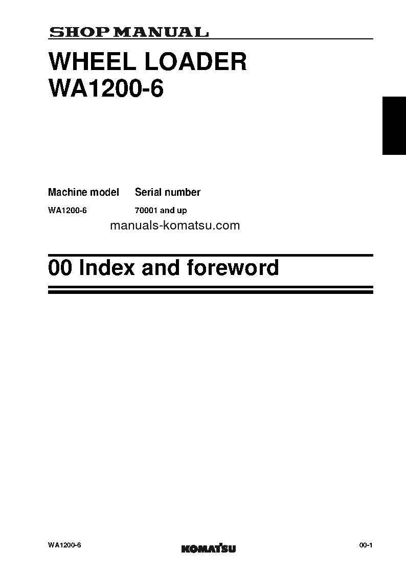 Protected: WA1200-6(JPN) S/N 70001-UP Shop (repair) manual (English)