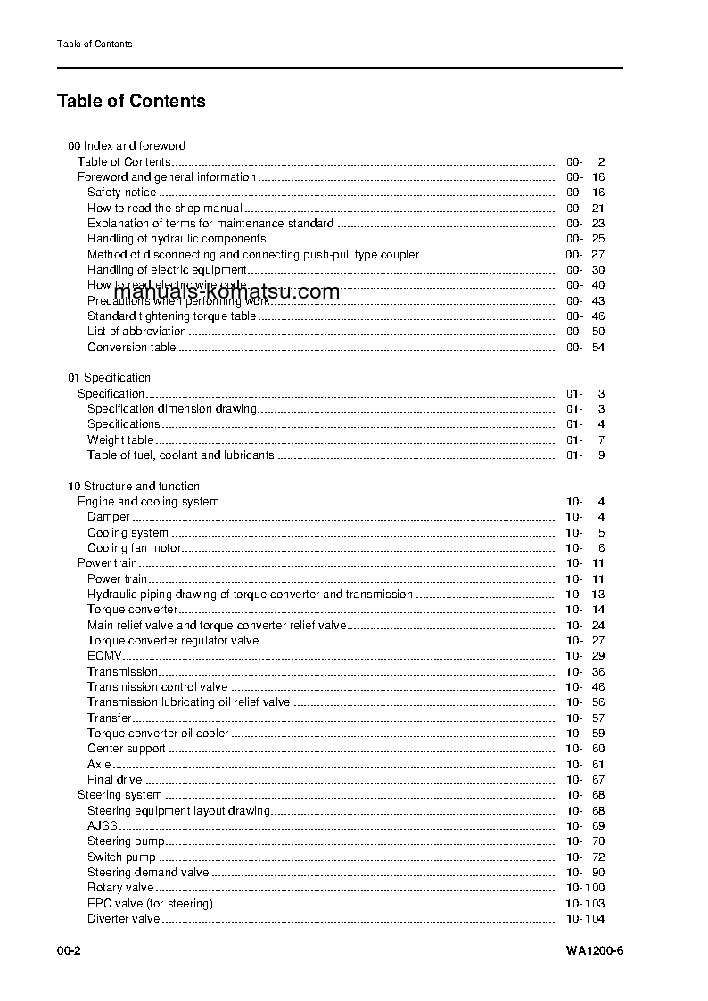 Protected: WA1200-6(JPN) S/N 70001-UP Shop (repair) manual (English)