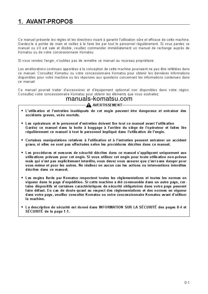 Protected: PC100L-6(JPN) S/N 15234-UP Operation manual (French)