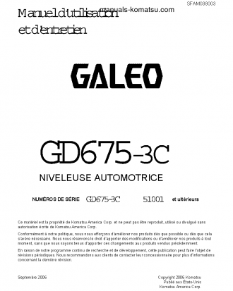 GD675-3(JPN) S/N 51001-UP Operation manual (French)