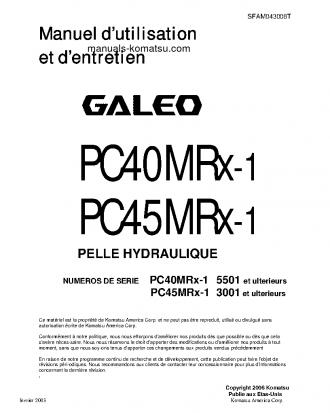 PC40MRX-1(JPN) S/N 5501-UP Operation manual (French)