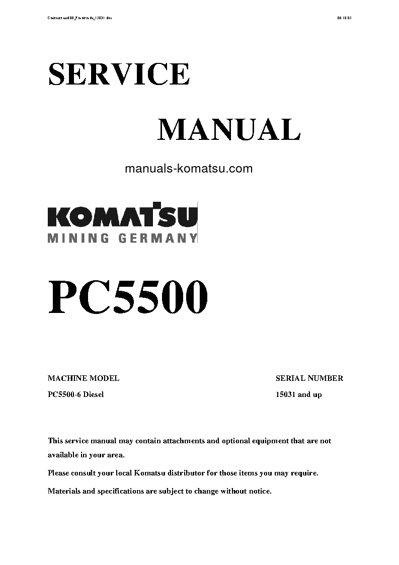 PC5500-6(DEU) S/N 15031-UP Shop (repair) manual (English)