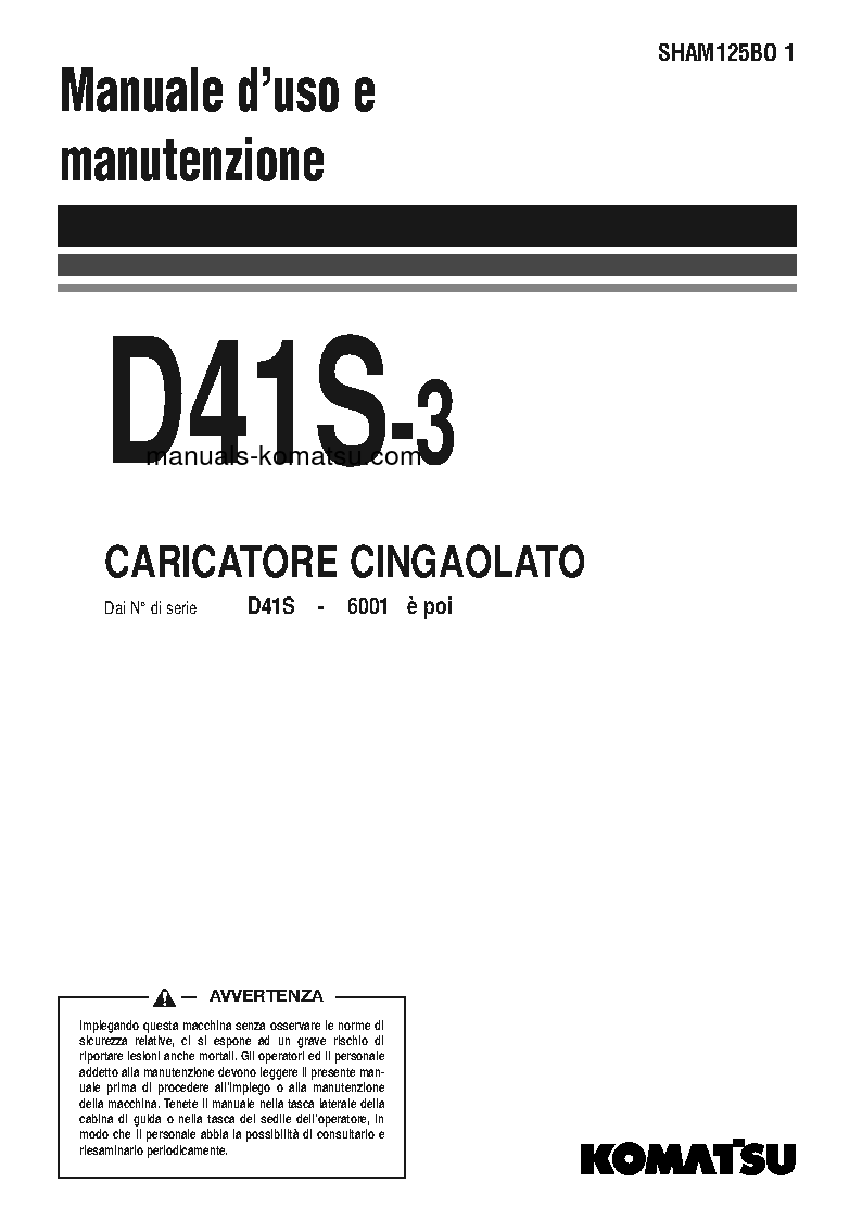D41S-3(JPN) S/N 6001-UP Operation manual (Italian)