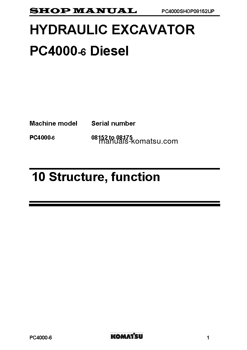 Protected: PC4000-6(DEU) S/N 08152-08175 Shop (repair) manual (English)