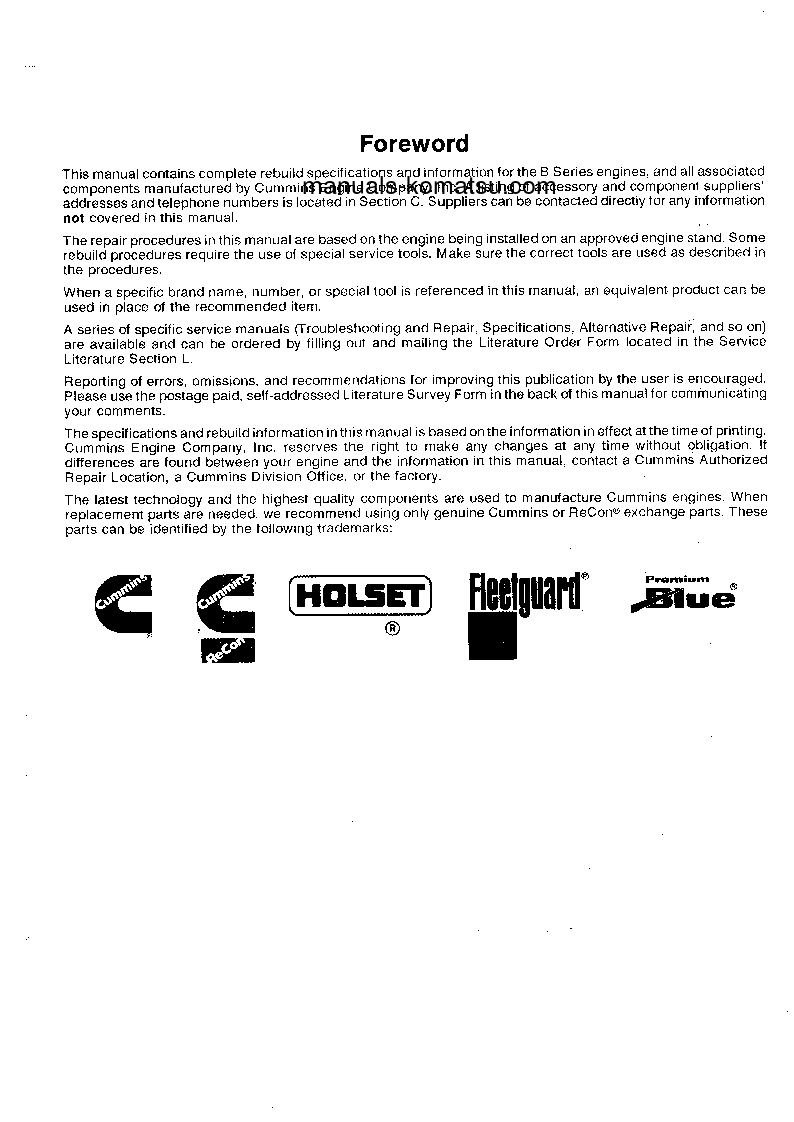 Protected: CUMMINS-B(DEU) S/N 1-UP Shop (repair) manual (English)