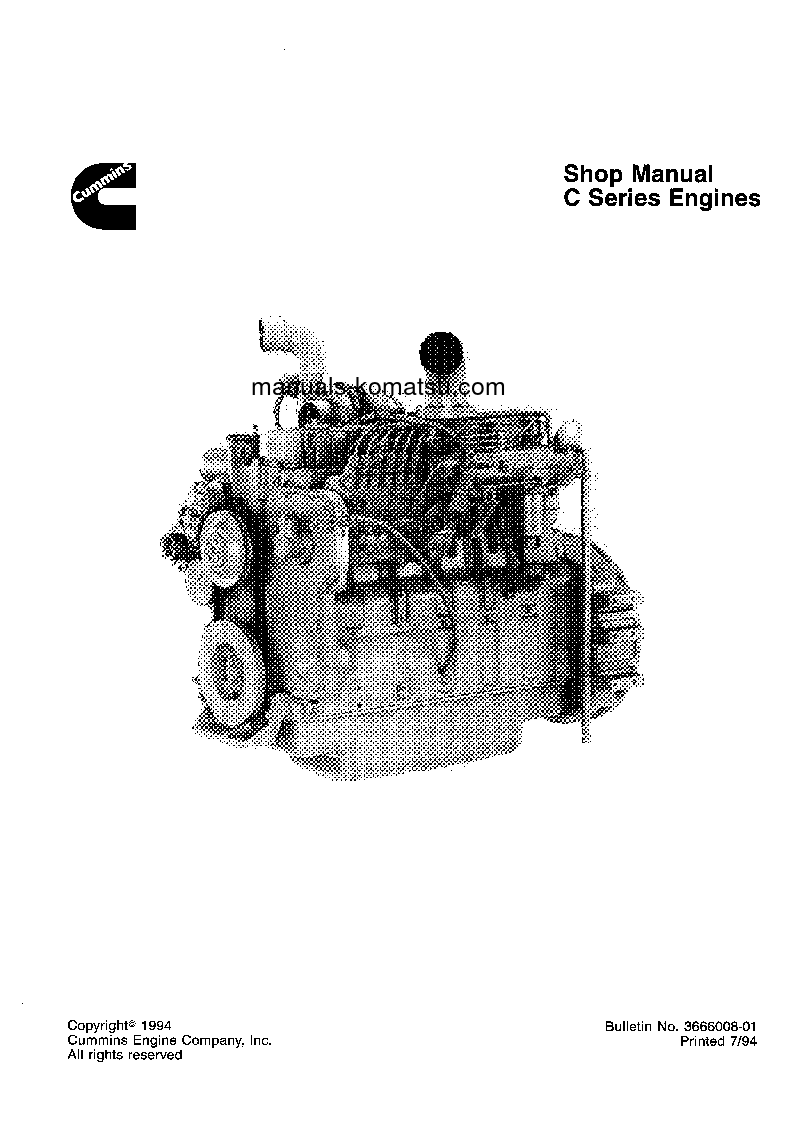 Protected: CUMMINS-C(DEU) S/N 1-UP Shop (repair) manual (English)