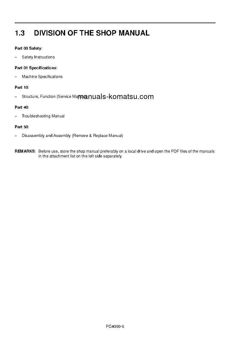 Protected: PC4000-6(DEU) S/N 08224-08224 Shop (repair) manual (English)