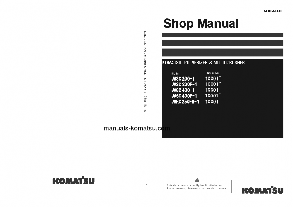 JASC200F-1(JPN)-PULVERIZER S/N 10001-99999 Shop (repair) manual (English)