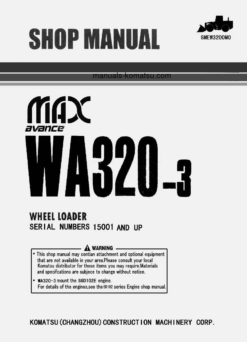WA320-3(CHN) S/N 15001-UP Shop (repair) manual (English)
